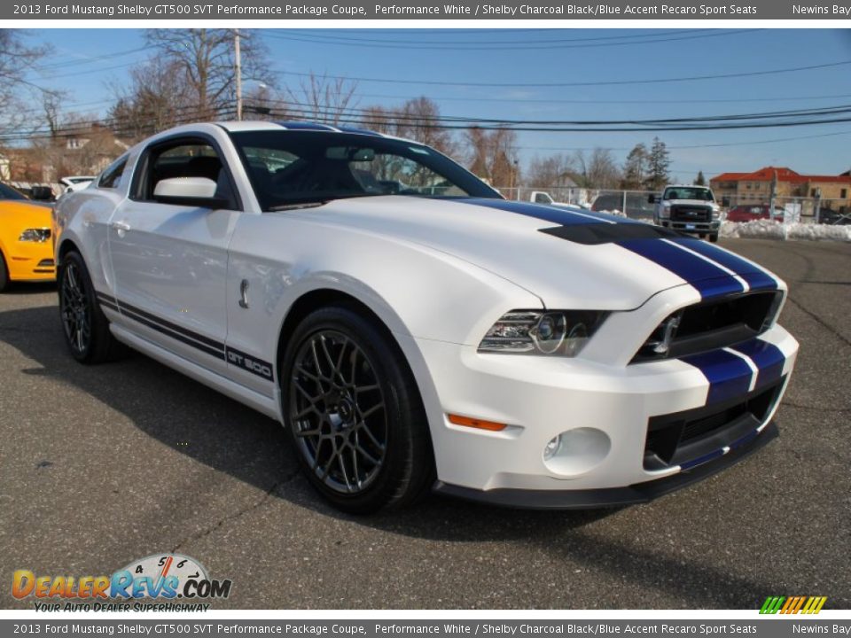 2013 Ford Mustang Shelby GT500 SVT Performance Package Coupe Performance White / Shelby Charcoal Black/Blue Accent Recaro Sport Seats Photo #8