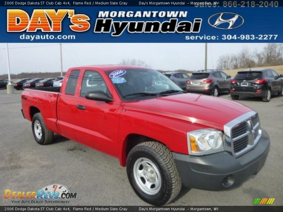 2006 Dodge Dakota ST Club Cab 4x4 Flame Red / Medium Slate Gray Photo #1
