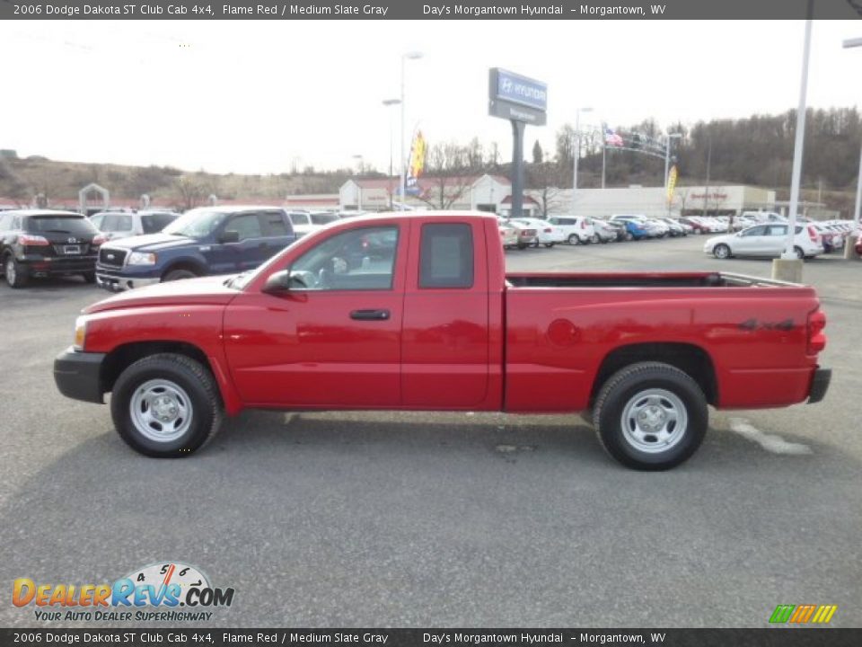 2006 Dodge Dakota ST Club Cab 4x4 Flame Red / Medium Slate Gray Photo #4