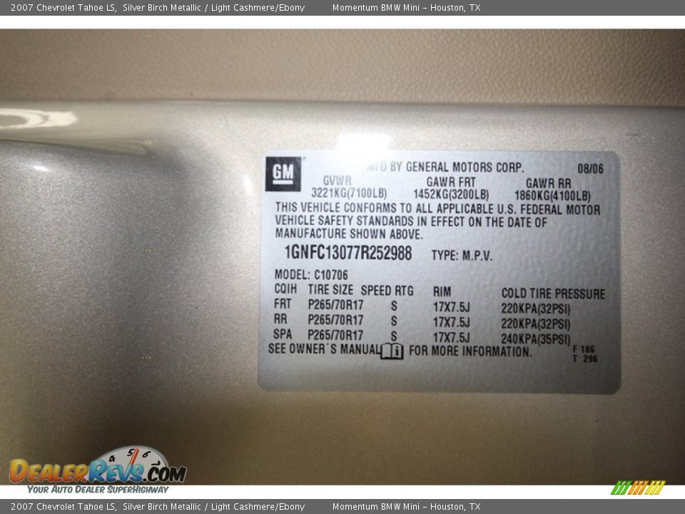 2007 Chevrolet Tahoe LS Silver Birch Metallic / Light Cashmere/Ebony Photo #10