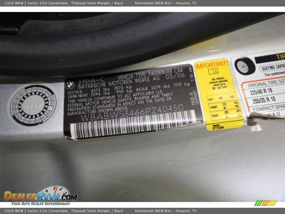 2006 BMW 3 Series 330i Convertible Titanium Silver Metallic / Black Photo #10