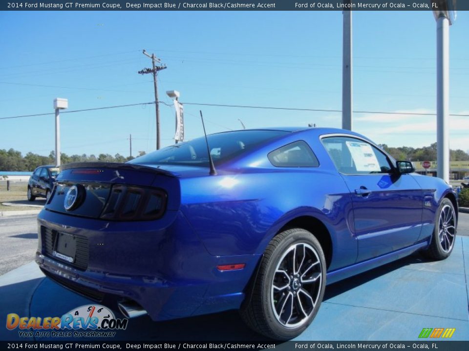 2014 Ford Mustang GT Premium Coupe Deep Impact Blue / Charcoal Black/Cashmere Accent Photo #3