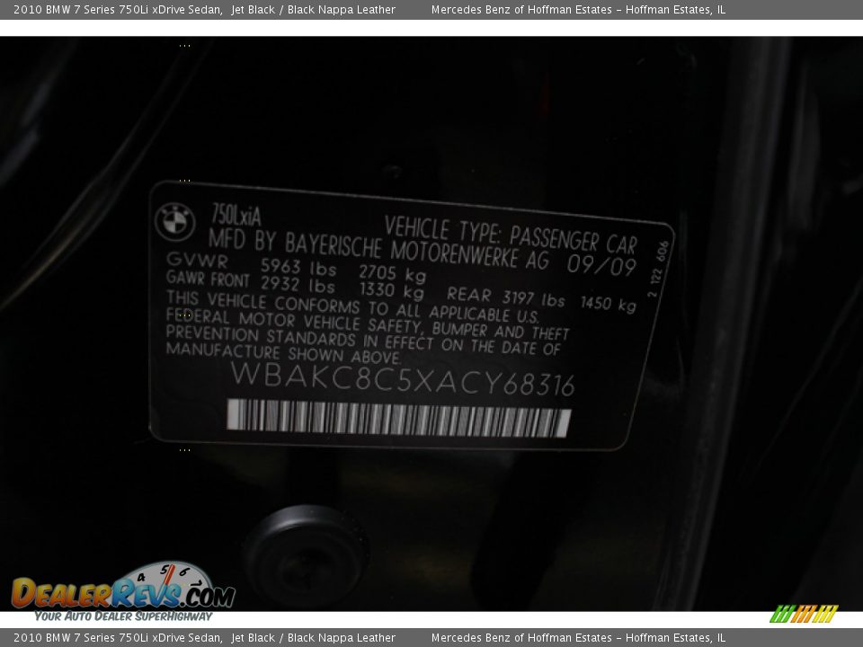 2010 BMW 7 Series 750Li xDrive Sedan Jet Black / Black Nappa Leather Photo #33