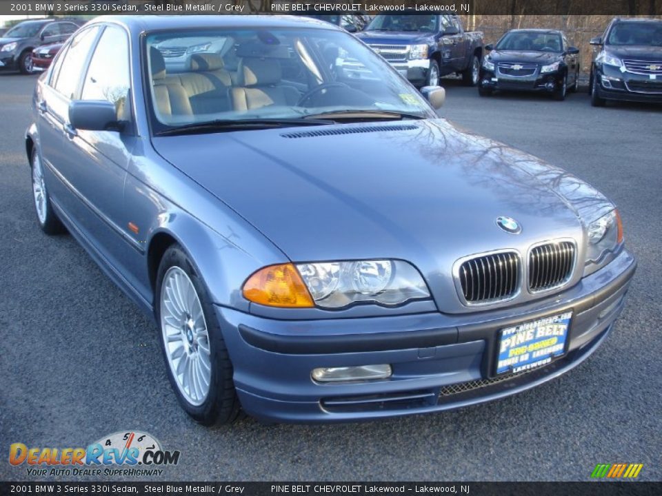 2001 BMW 3 Series 330i Sedan Steel Blue Metallic / Grey Photo #3