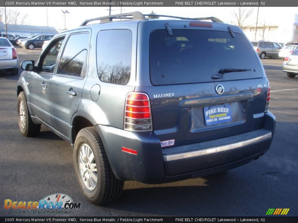 2005 Mercury Mariner V6 Premier 4WD Norsea Blue Metallic / Pebble/Light Parchment Photo #9