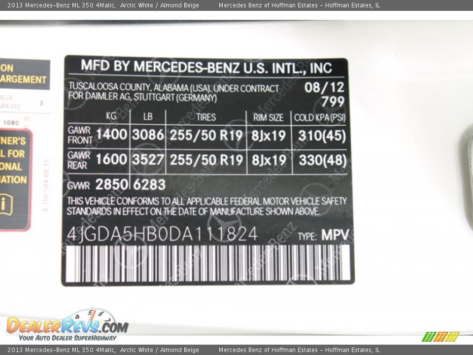 2013 Mercedes-Benz ML 350 4Matic Arctic White / Almond Beige Photo #33