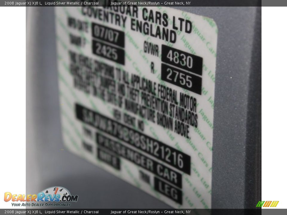 2008 Jaguar XJ XJ8 L Liquid Silver Metallic / Charcoal Photo #31