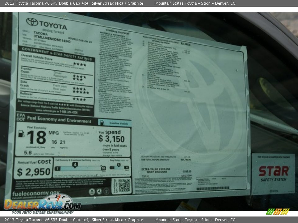 2013 Toyota Tacoma V6 SR5 Double Cab 4x4 Silver Streak Mica / Graphite Photo #10