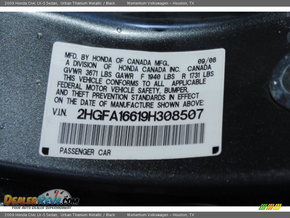 2009 Honda Civic LX-S Sedan Urban Titanium Metallic / Black Photo #27