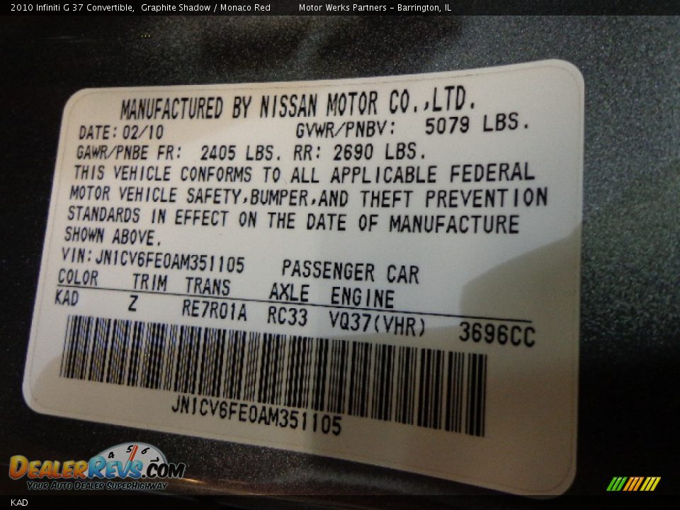 KAD - 2010 Infiniti G