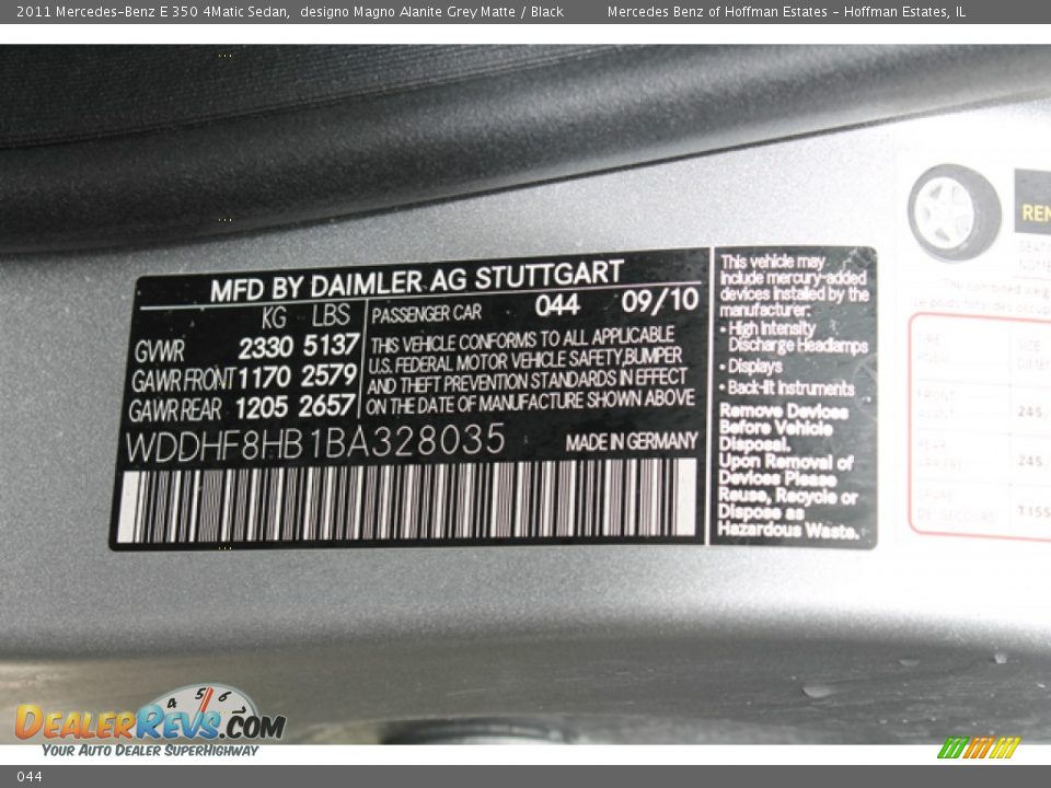 Mercedes-Benz Color Code 044 designo Magno Alanite Grey Matte