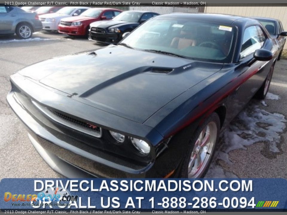 2013 Dodge Challenger R/T Classic Pitch Black / Radar Red/Dark Slate Gray Photo #1