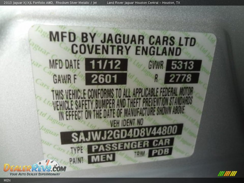 Jaguar Color Code MEN Rhodium Silver Metallic