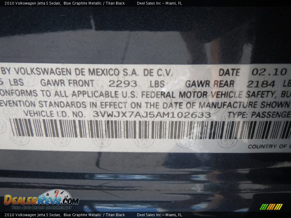 2010 Volkswagen Jetta S Sedan Blue Graphite Metallic / Titan Black Photo #14