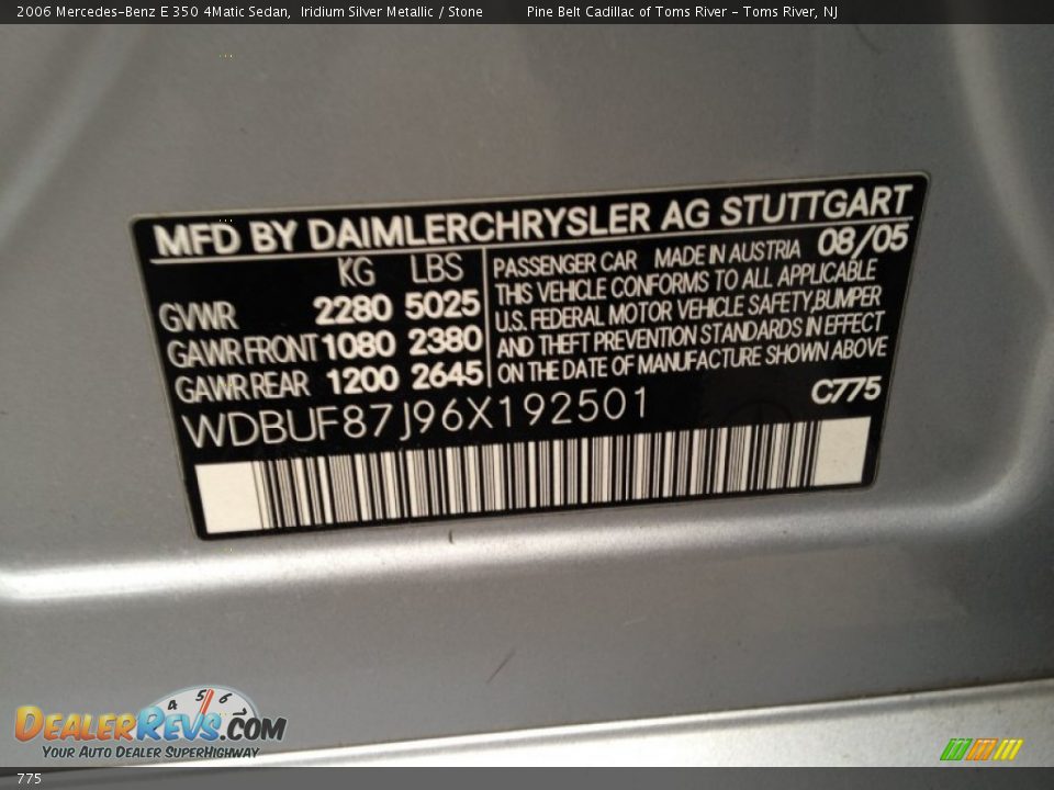 Mercedes-Benz Color Code 775 Iridium Silver Metallic