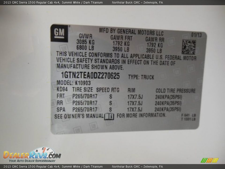 2013 GMC Sierra 1500 Regular Cab 4x4 Summit White / Dark Titanium Photo #20