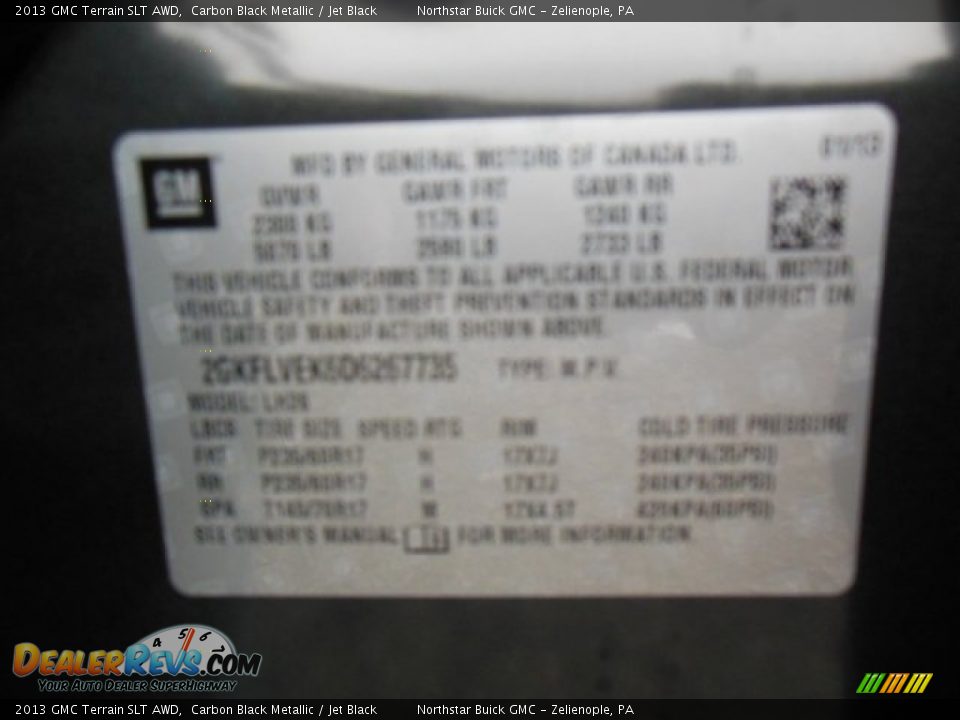 2013 GMC Terrain SLT AWD Carbon Black Metallic / Jet Black Photo #20