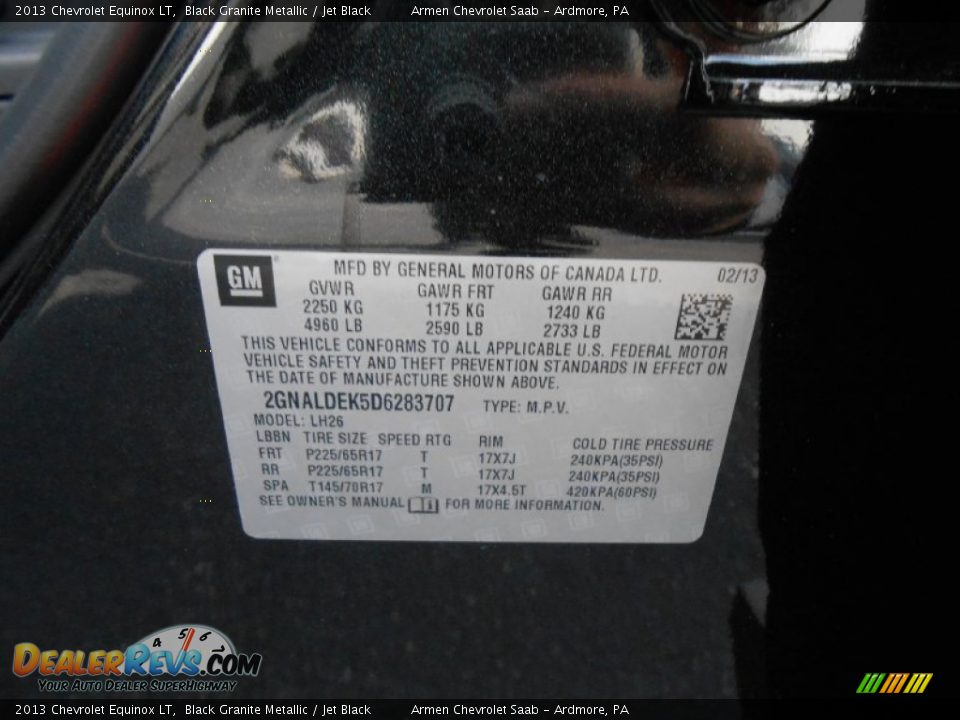 2013 Chevrolet Equinox LT Black Granite Metallic / Jet Black Photo #15