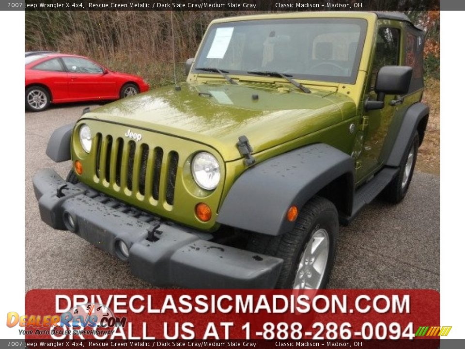 2007 Jeep Wrangler X 4x4 Rescue Green Metallic / Dark Slate Gray/Medium Slate Gray Photo #1