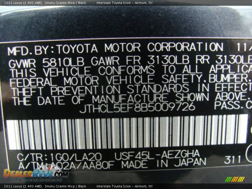 2011 Lexus LS 460 AWD Smoky Granite Mica / Black Photo #27