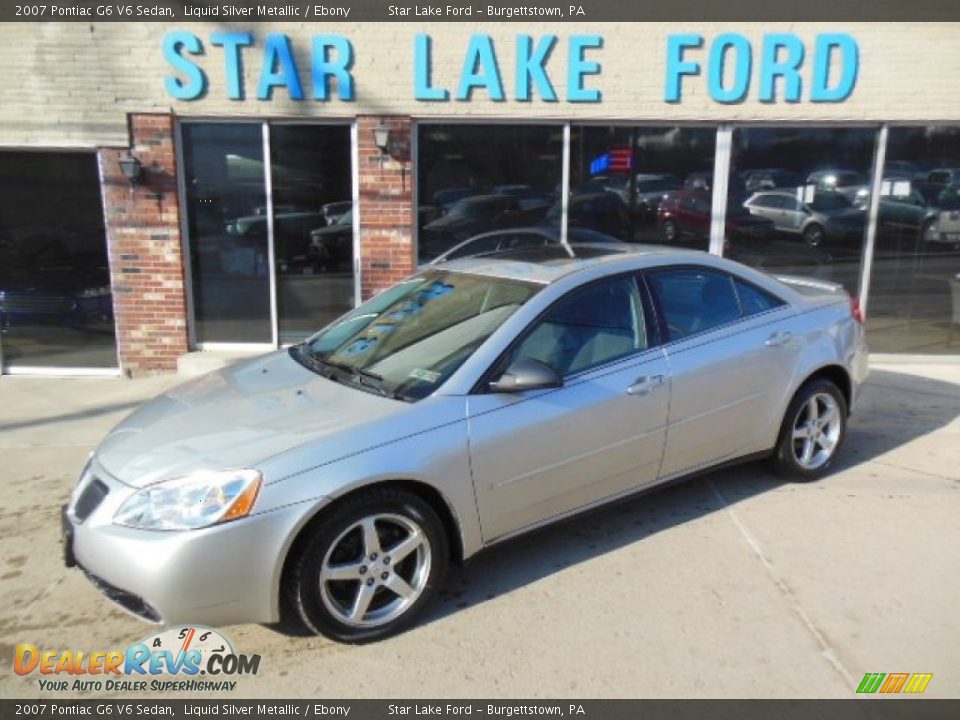 2007 Pontiac G6 V6 Sedan Liquid Silver Metallic / Ebony Photo #1