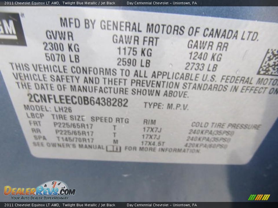 2011 Chevrolet Equinox LT AWD Twilight Blue Metallic / Jet Black Photo #19