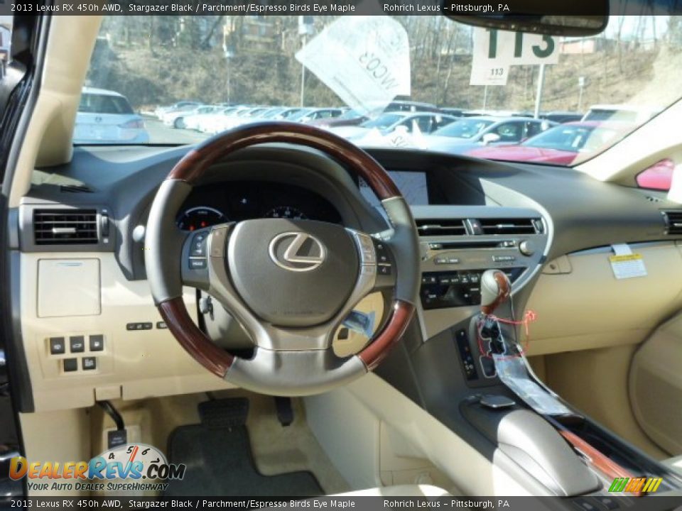 2013 Lexus RX 450h AWD Stargazer Black / Parchment/Espresso Birds Eye Maple Photo #12