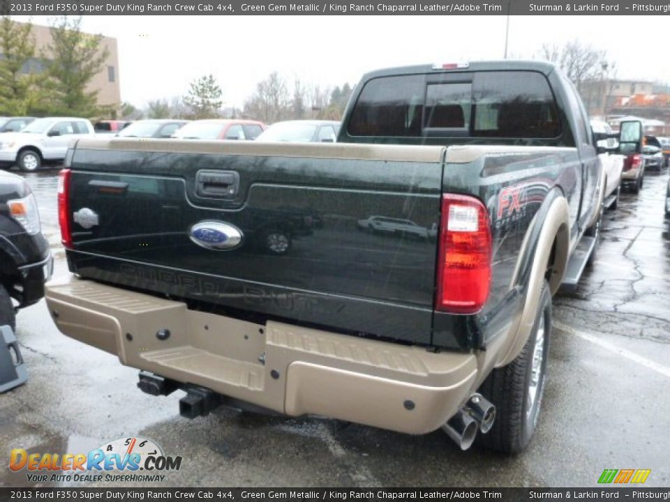 2013 Ford F350 Super Duty King Ranch Crew Cab 4x4 Green Gem Metallic / King Ranch Chaparral Leather/Adobe Trim Photo #2