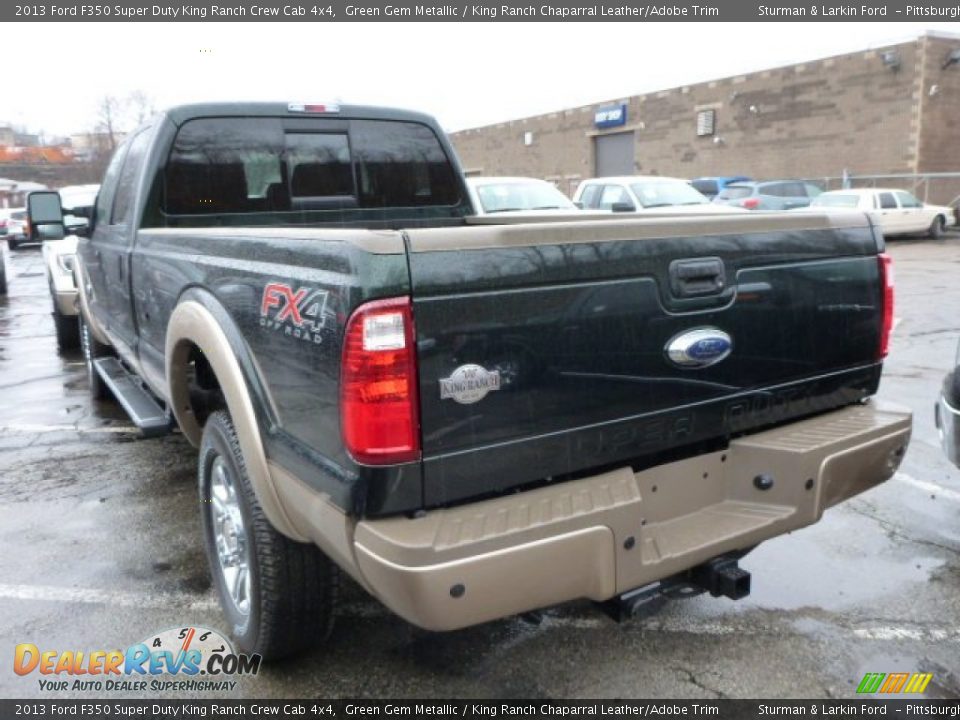 2013 Ford F350 Super Duty King Ranch Crew Cab 4x4 Green Gem Metallic / King Ranch Chaparral Leather/Adobe Trim Photo #4