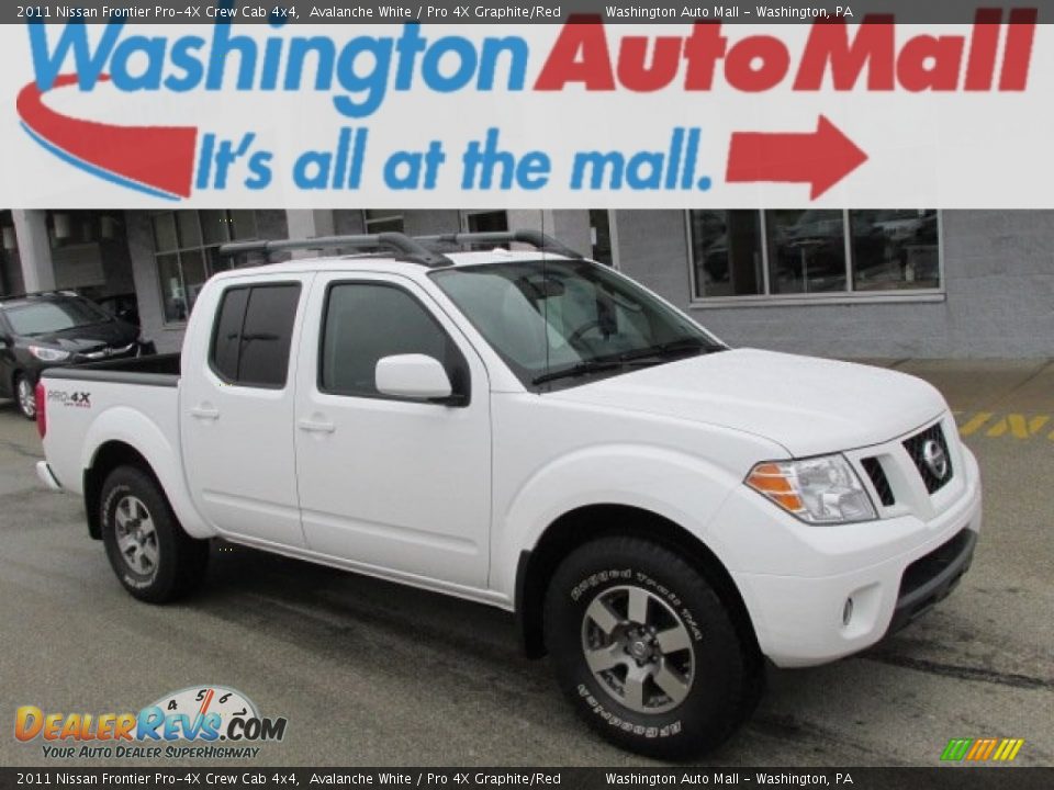 2011 Nissan Frontier Pro-4X Crew Cab 4x4 Avalanche White / Pro 4X Graphite/Red Photo #1
