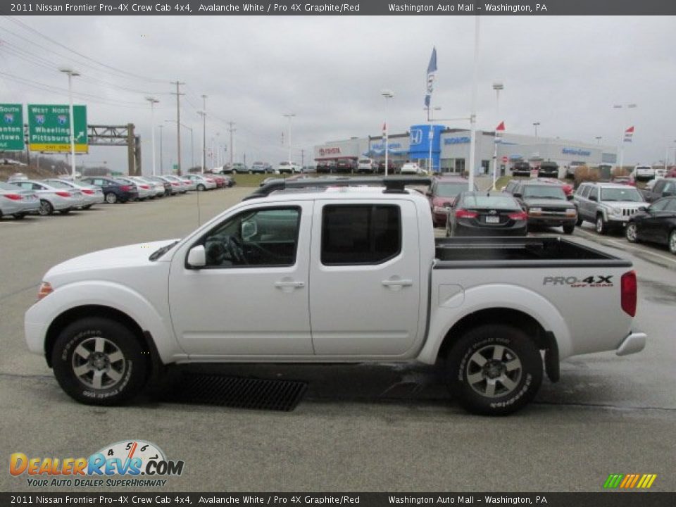 2011 Nissan Frontier Pro-4X Crew Cab 4x4 Avalanche White / Pro 4X Graphite/Red Photo #6