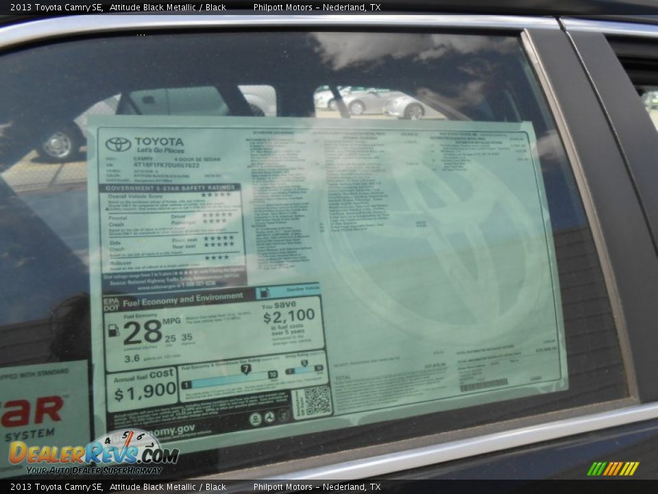 2013 Toyota Camry SE Attitude Black Metallic / Black Photo #36