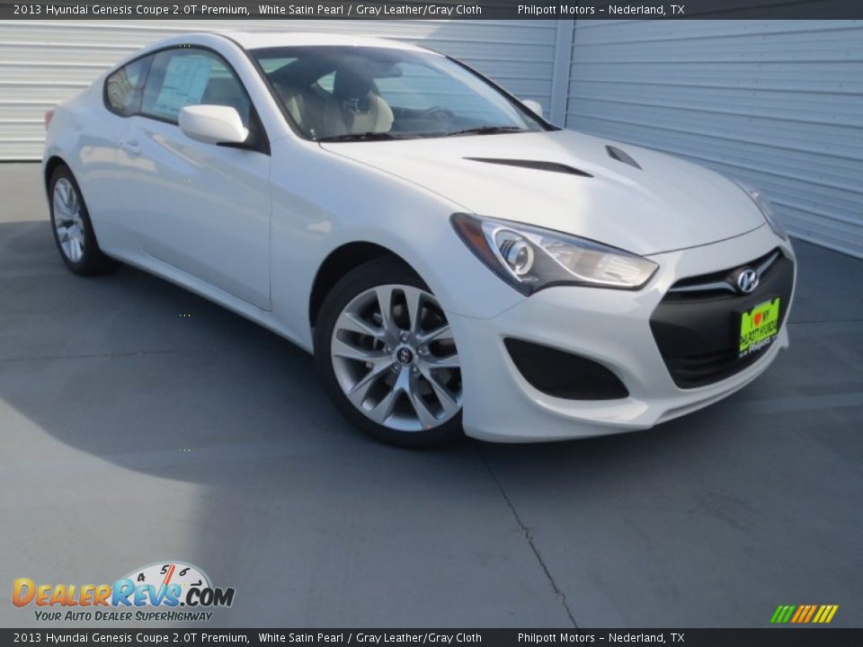 2013 Hyundai Genesis Coupe 2.0T Premium White Satin Pearl / Gray Leather/Gray Cloth Photo #2