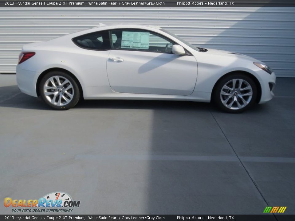 2013 Hyundai Genesis Coupe 2.0T Premium White Satin Pearl / Gray Leather/Gray Cloth Photo #3