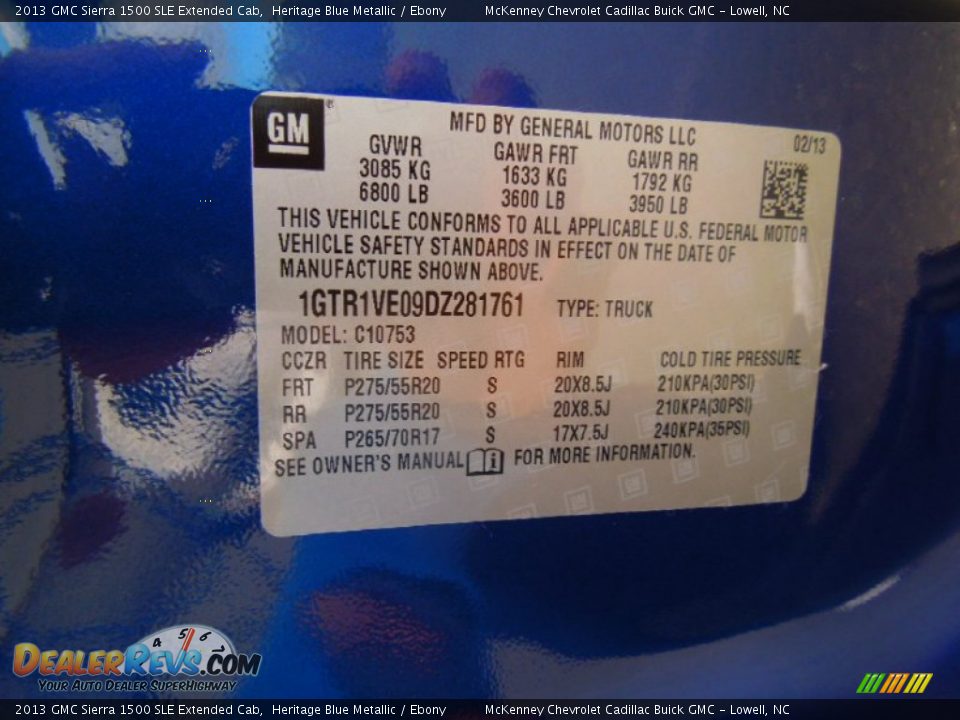 2013 GMC Sierra 1500 SLE Extended Cab Heritage Blue Metallic / Ebony Photo #7