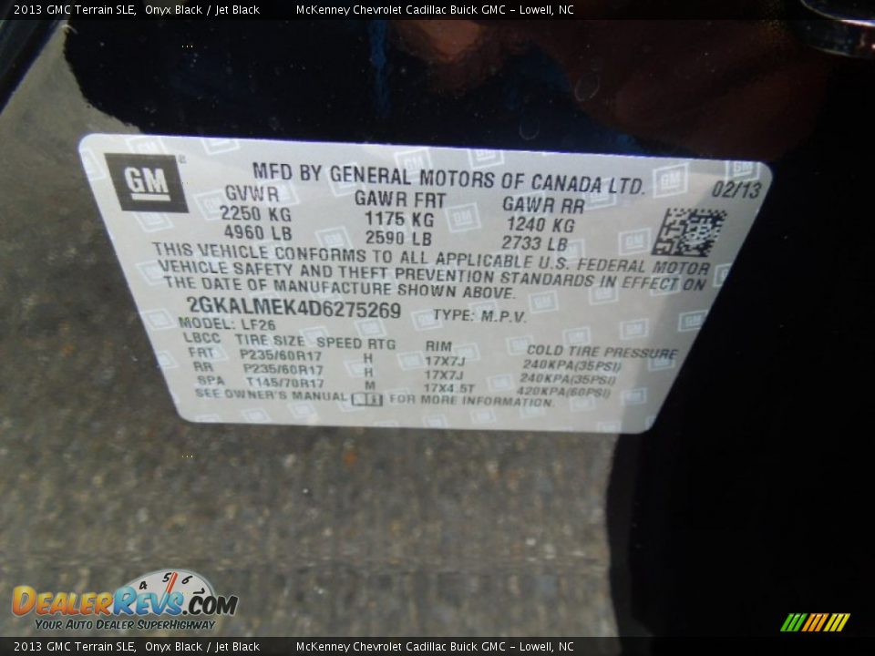 2013 GMC Terrain SLE Onyx Black / Jet Black Photo #7