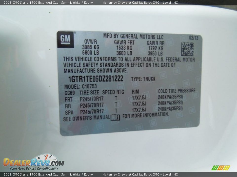 2013 GMC Sierra 1500 Extended Cab Summit White / Ebony Photo #7