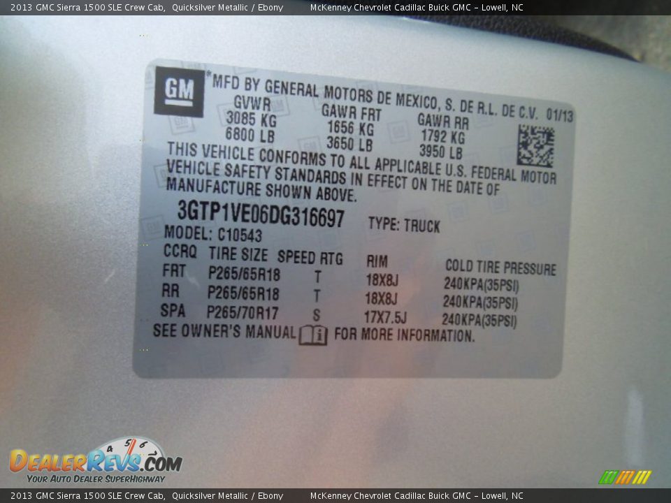 2013 GMC Sierra 1500 SLE Crew Cab Quicksilver Metallic / Ebony Photo #7