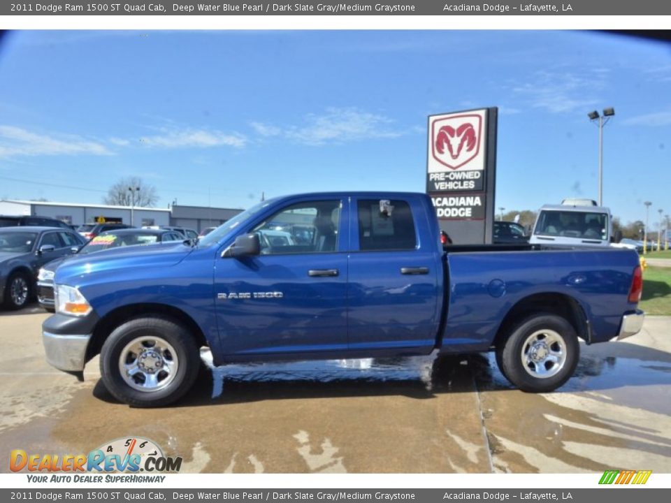 2011 Dodge Ram 1500 ST Quad Cab Deep Water Blue Pearl / Dark Slate Gray/Medium Graystone Photo #2
