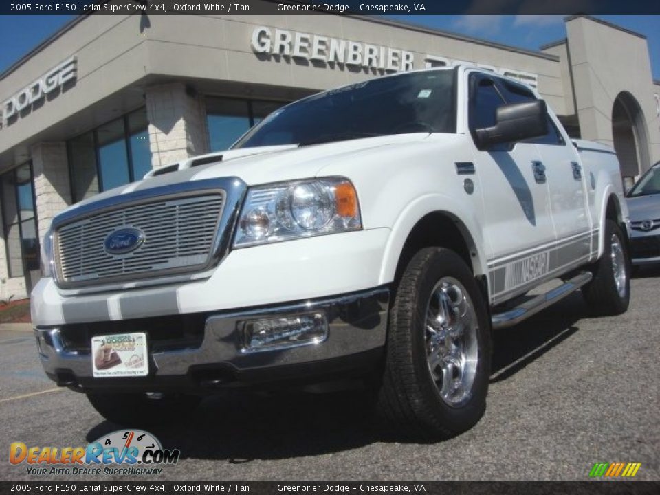 2005 Ford F150 Lariat SuperCrew 4x4 Oxford White / Tan Photo #1