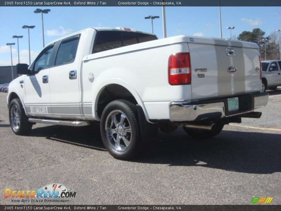 2005 Ford F150 Lariat SuperCrew 4x4 Oxford White / Tan Photo #4