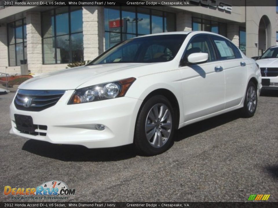 2012 Honda Accord EX-L V6 Sedan White Diamond Pearl / Ivory Photo #2