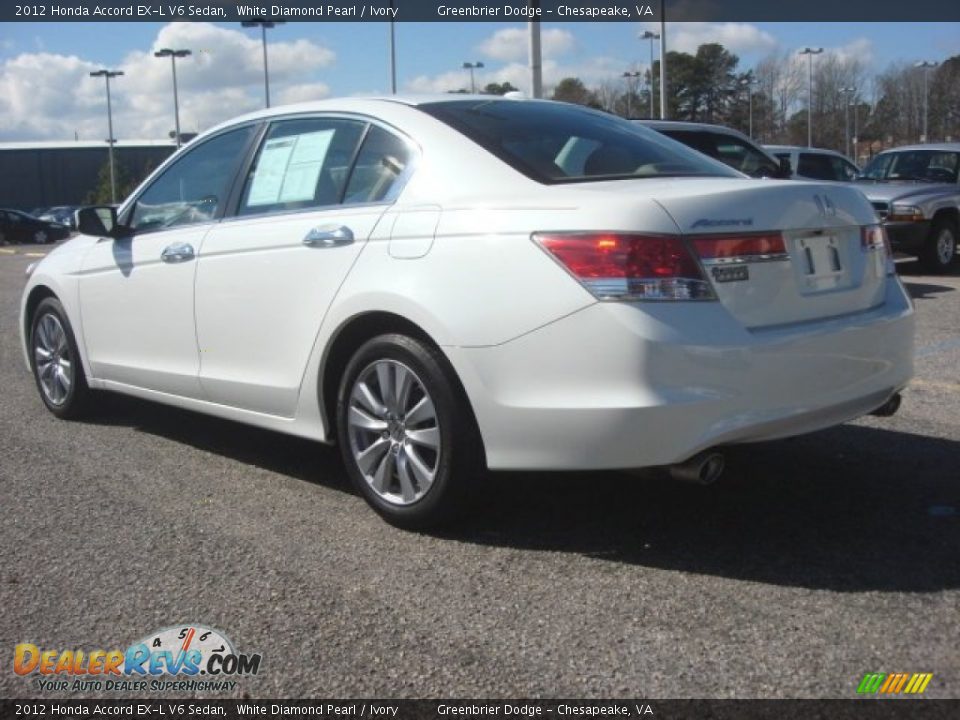 2012 Honda Accord EX-L V6 Sedan White Diamond Pearl / Ivory Photo #3