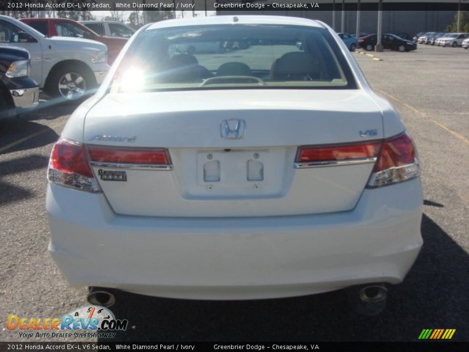 2012 Honda Accord EX-L V6 Sedan White Diamond Pearl / Ivory Photo #4