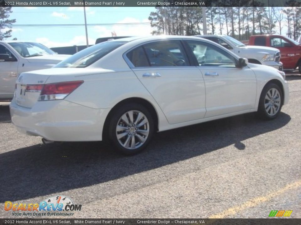 2012 Honda Accord EX-L V6 Sedan White Diamond Pearl / Ivory Photo #5