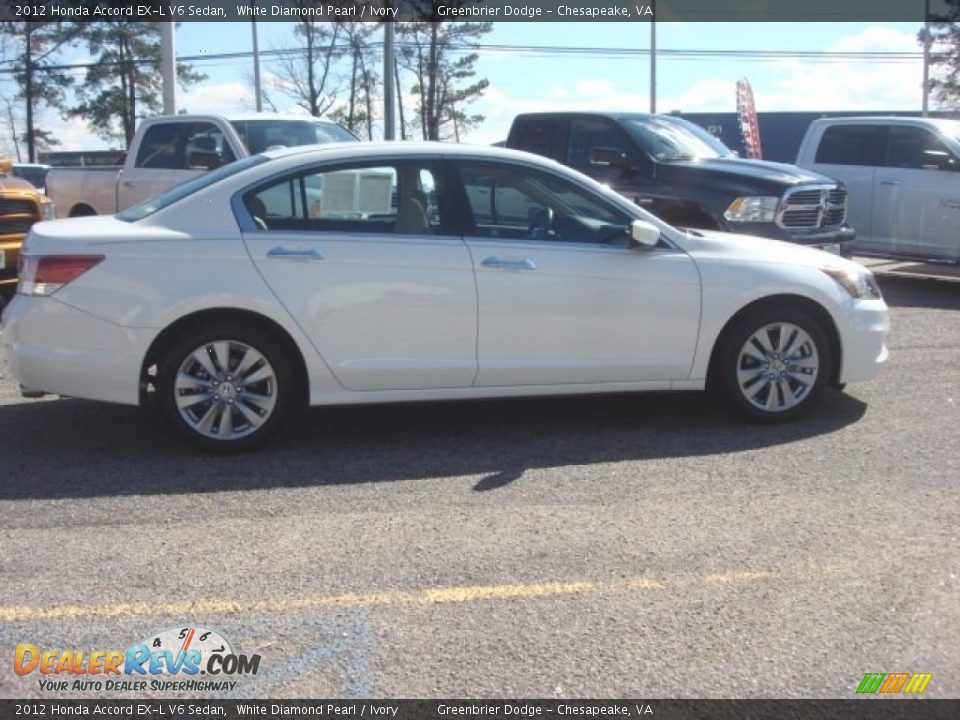 2012 Honda Accord EX-L V6 Sedan White Diamond Pearl / Ivory Photo #6