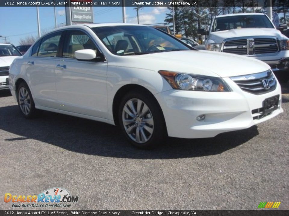 2012 Honda Accord EX-L V6 Sedan White Diamond Pearl / Ivory Photo #7