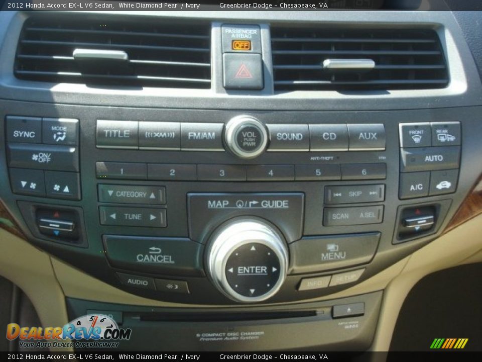 2012 Honda Accord EX-L V6 Sedan White Diamond Pearl / Ivory Photo #18