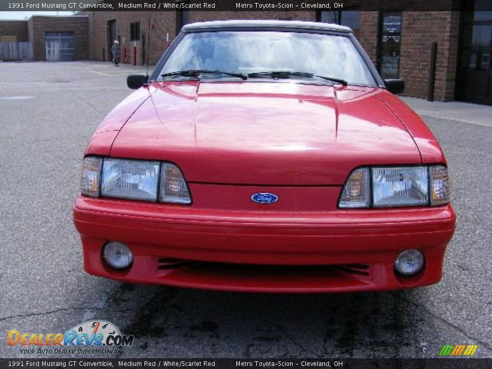 1991 Ford Mustang GT Convertible Medium Red / White/Scarlet Red Photo #8