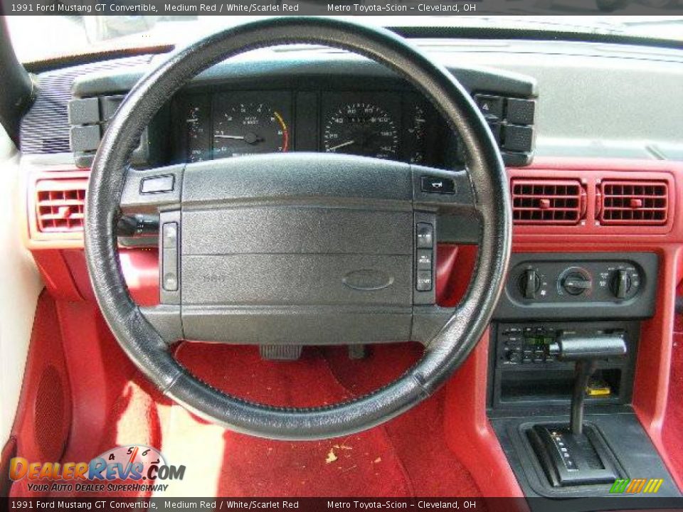 1991 Ford Mustang GT Convertible Medium Red / White/Scarlet Red Photo #14